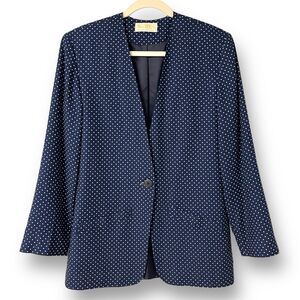 Pendleton Vintage Blue & White Polka Dot Lightweight Blazer Jacket Womens Size 6